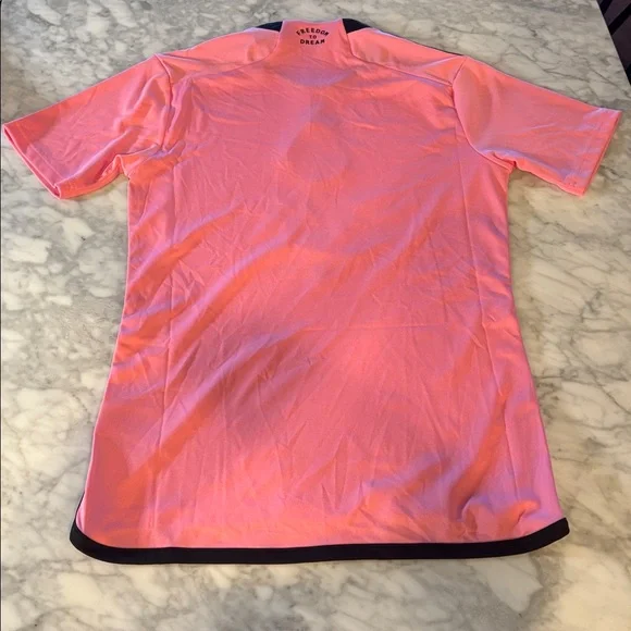 Adidas Neon Pink inter Miami Soccer Jersey with Black Details